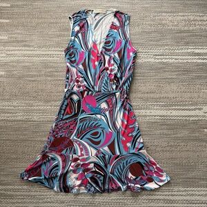 EMILIO PUCCI grasshopper blue pink dress size 6 / 36 made in Italy